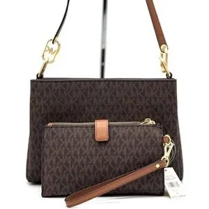 Michael Kors | Bags | Michael Kors Trisha Md Triple  Michael Kors Trisha MD Triple Compartment Bag & Double Zip Wallet Set Brown main image 0